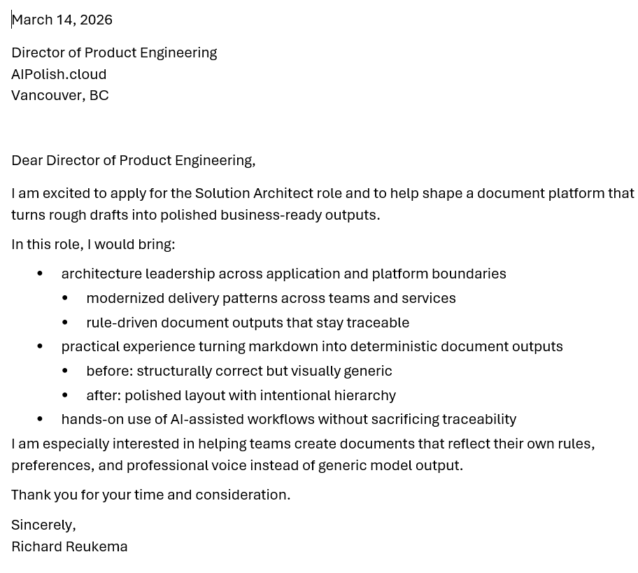 Cover letter after AIPolish