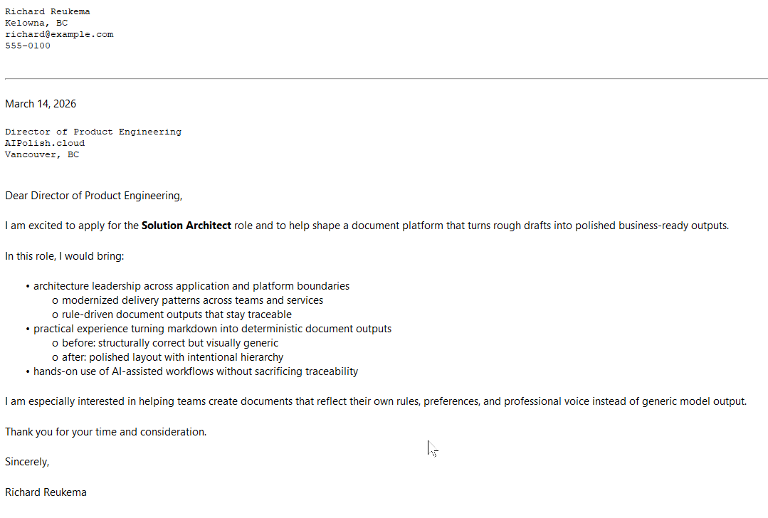 Cover letter before AIPolish